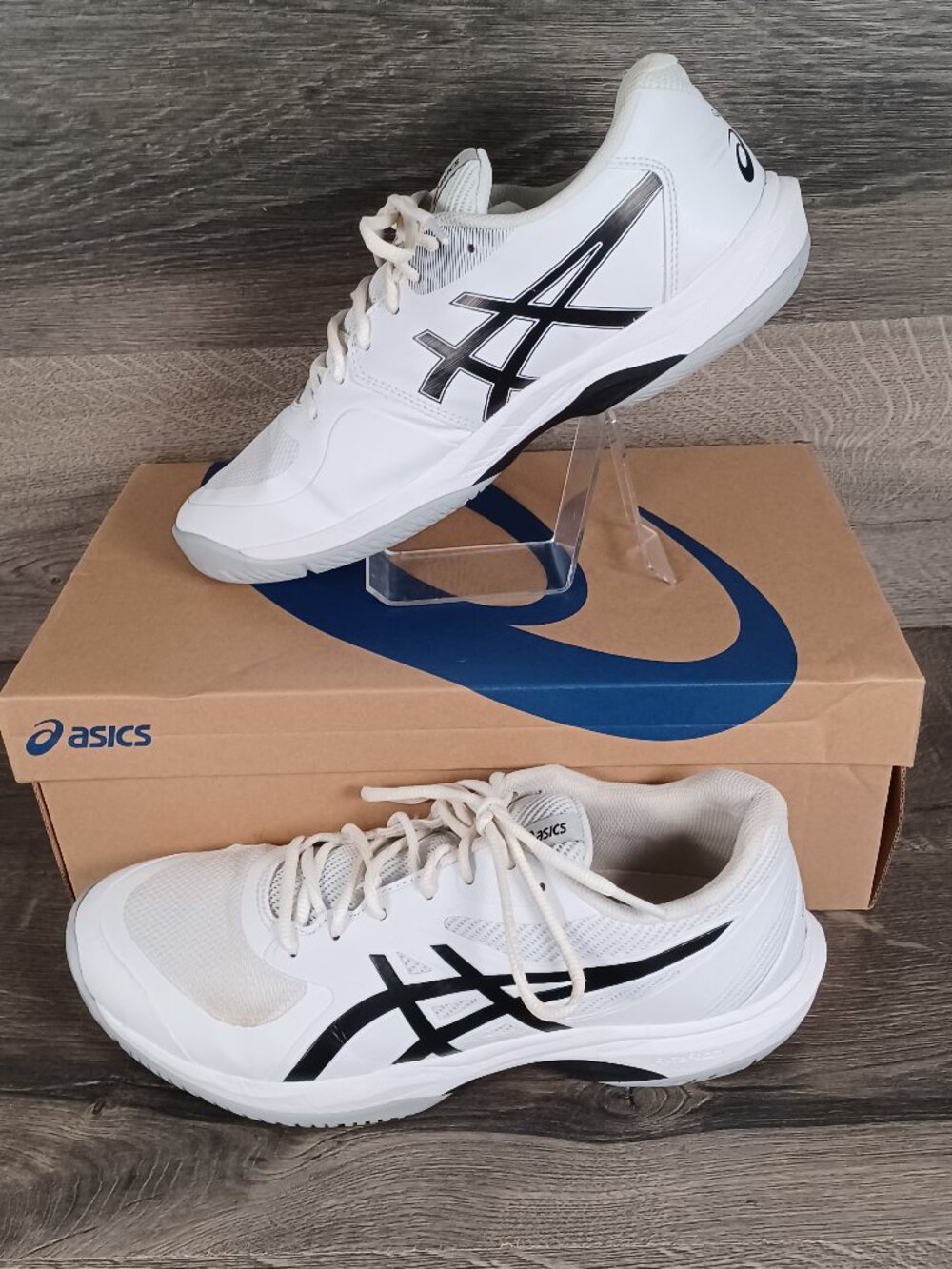 ASICS Game FF Men's 10 White Black Mesh Synthetic Lace Up Athletic Sneakers